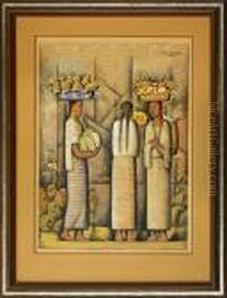 Three Women Withbaskets Of Fruit - view 1