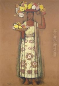 Untitled (woman With Flowers) by Alfredo Ramos Martinez