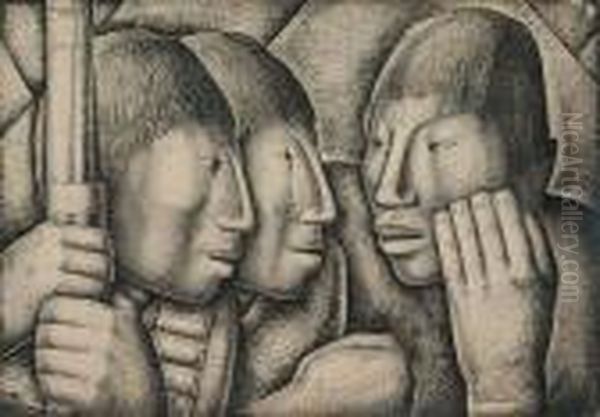 Three Men In Conversation - view 1