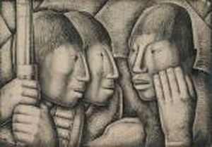 Three Men In Conversation by Alfredo Ramos Martinez