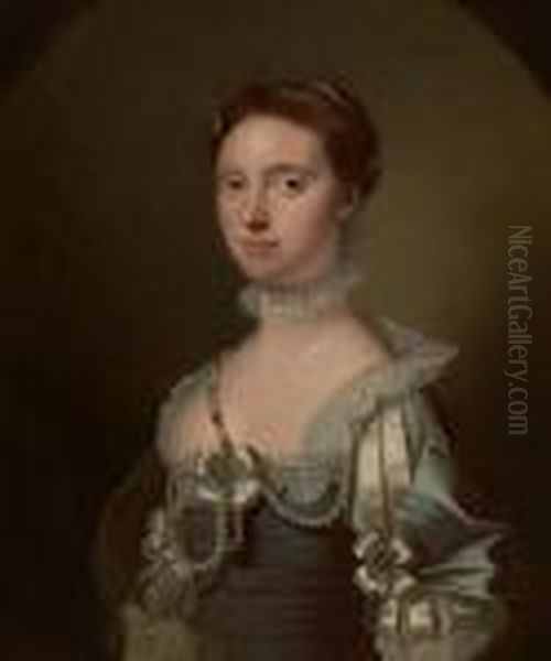 Barbara, Lady Johnstone Of Westerhall, In Ablue Grey Dress - view 1