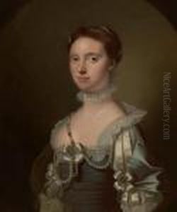 Barbara, Lady Johnstone Of Westerhall, In Ablue Grey Dress by Allan Ramsay