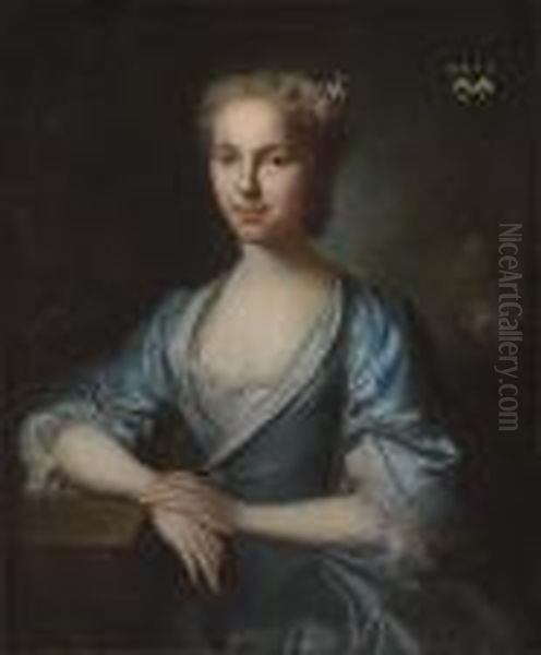 Portrait Of Agnes Fytche, Half-length, In A Blue Silk Dress - view 1