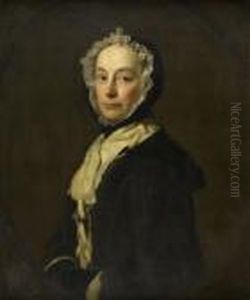 Half Length Portrait Of A Lady In An Ermine Collar by Allan Ramsay