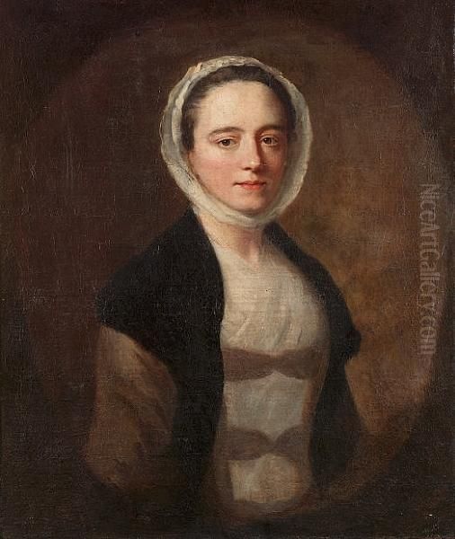 Portrait Of A Lady, Half-length, In A Brown And White Dress With A White Lace Cap - view 1