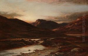 An Extensive Highland Landscape At Dusk by Allan Ramsay