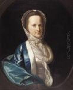 Half Length Portrait Of A Lady In Fur-lined Blue Dress by Allan Ramsay