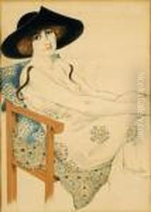 Jeune Femme Assise, Au Chapeau Noir