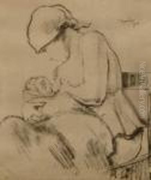 <mere Et Enfant> [femme Assise Donnant Le Sein A Un Bebe Emmaillote]. - view 1