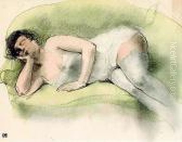 Femme Couchee Sur Le Canape - view 1