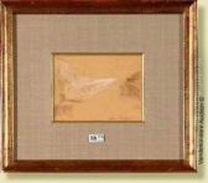 Templeegyptien, Encre Rehaussee Au Pastel Blanc Sur Papier Templeegyptien, Encre Rehaussee Au Pastel Blanc Sur Papier