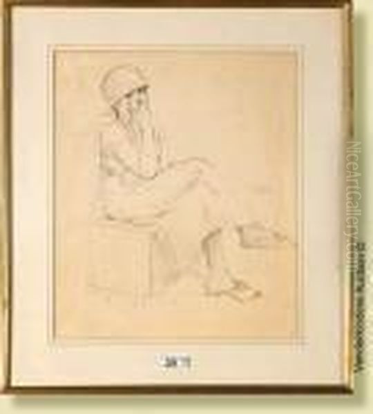Hiercheuse Assise, Encre Et Lavis Sur Papier - view 1