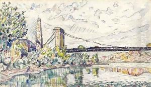 Pont suspendu sur la Rance by Paul Signac