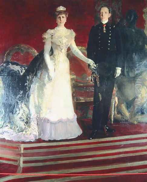 Portrait of King Alfonso XIII of Spain, and his mother, Queen Maria Christina - view 1