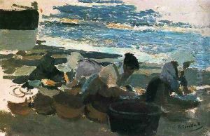 Washerwomen (sketch) by Joaquin Sorolla Y Bastida