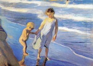 Valencia, two children on a beach by Joaquin Sorolla Y Bastida