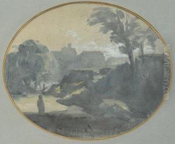 Paysage Italien Au Village Fortifie, Effet De Contre-jour - view 1