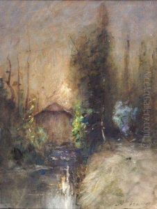 Paysage Au Canal Et Moulin A Contre-jour