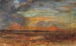 L'etang De Levaz, Au Coucher Du Soleil (isere) by Francois Auguste Ravier