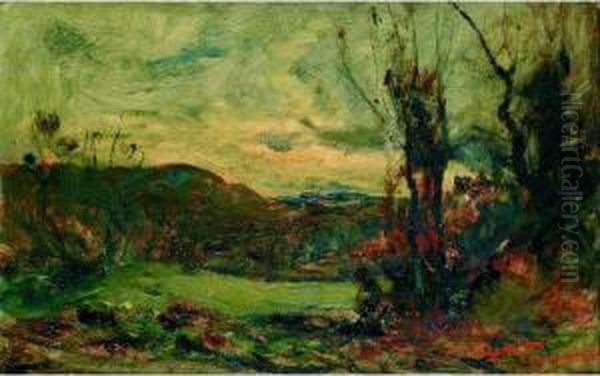 Paysage Aux Arbres Nus A Droite - view 1
