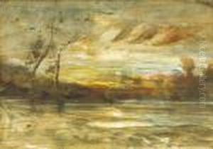Paysage Aux Deux Arbres by Francois Auguste Ravier