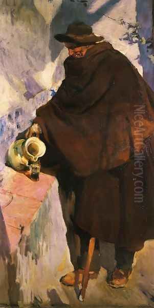 Elderly Castellano Pouring Wine - view 1