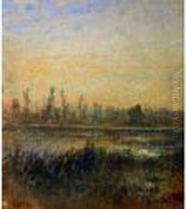 Etang De La Levaz Pres De Morestel. by Francois Auguste Ravier