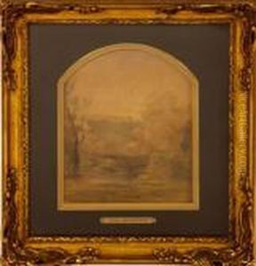 Bord De Riviere Avec Pont.aquarelle Signee. Format Cintre. . 23,50x18 Cm Bord De Riviere Avec Pont.aquarelle Signee. Format Cintre. . 23,50x18 Cm