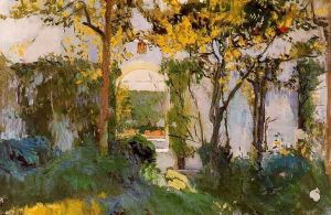 Old garden of the Alcazar in Seville by Joaquin Sorolla Y Bastida