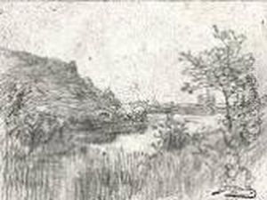 Bord D'etang. Dessin A La Mine De Plomb. 19,5 X 26 Cm Bord D'etang. Dessin A La Mine De Plomb. 19,5 X 26 Cm