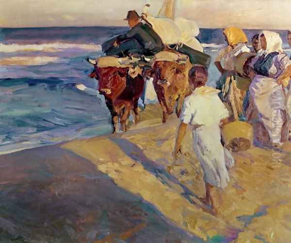 Towing in the boat, Valencia Beach, 1916 - view 1