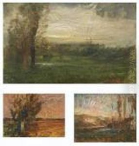 Clearing With Storm Lifting; Autumnal Landscape; Mountainous Landscape Under Pink Sky