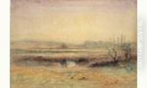 Paysage Au Soleil Couchant by Francois Auguste Ravier
