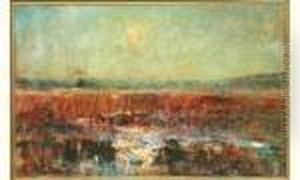 "coucher De Soleil Sur L'etang De Lever". - view 1