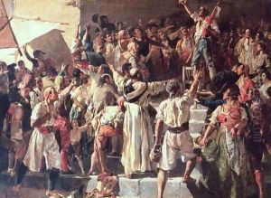 The Cry of the Palleter declaring was on Napoleon, 1884 by Joaquin Sorolla Y Bastida
