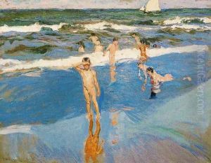 Children at sea. Beach of Valencia by Joaquin Sorolla Y Bastida