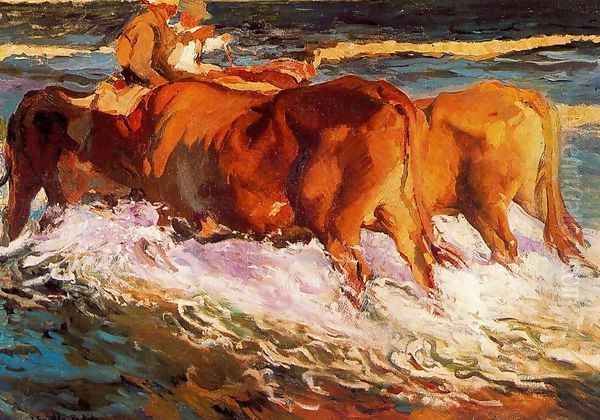 Oxen (Study for 'sun in the afternoon') - view 1