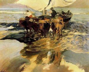 Waiting for fishing (beach Valencia) by Joaquin Sorolla Y Bastida