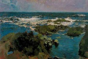 Rocks and Sea of St. Stephen, Asturias by Joaquin Sorolla Y Bastida