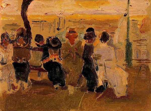 Ladies in a bank in the Paseo de la Concha. San Sebastian - view 1