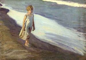 Nina en la playa by Joaquin Sorolla Y Bastida