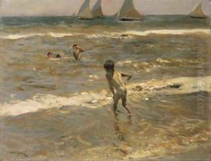 Ninos en el mar, Playa de Valencia by Joaquin Sorolla Y Bastida