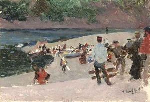 Asturias, Faenando on the beach (Asturias, Faenando en la playa) by Joaquin Sorolla Y Bastida