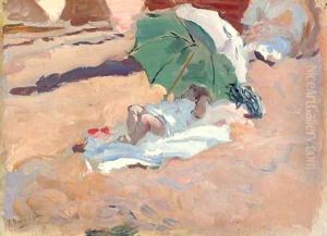 Niaa en la playa (Girl on the beach) by Joaquin Sorolla Y Bastida