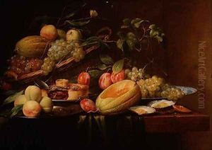 Still Life of Fruit, Oysters and a Pie by Joris Van Son
