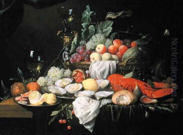 Still Life with Lemon, Oysters, Lobster and Fruit, 1658 by Joris Van Son