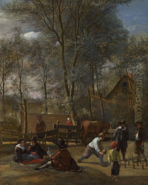 Skittle Players Outside an Inn, dated 1652 - view 1