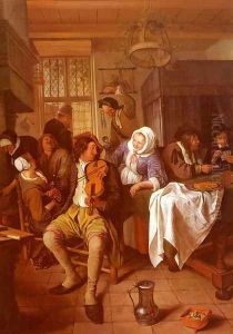Inn with Violinist and Card Players 1665-68 by Jan Steen