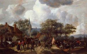 Village Festival with the Ship of Saint Rijn Uijt by Jan Steen