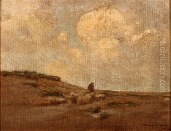 Shepherd With Sheep - view 1